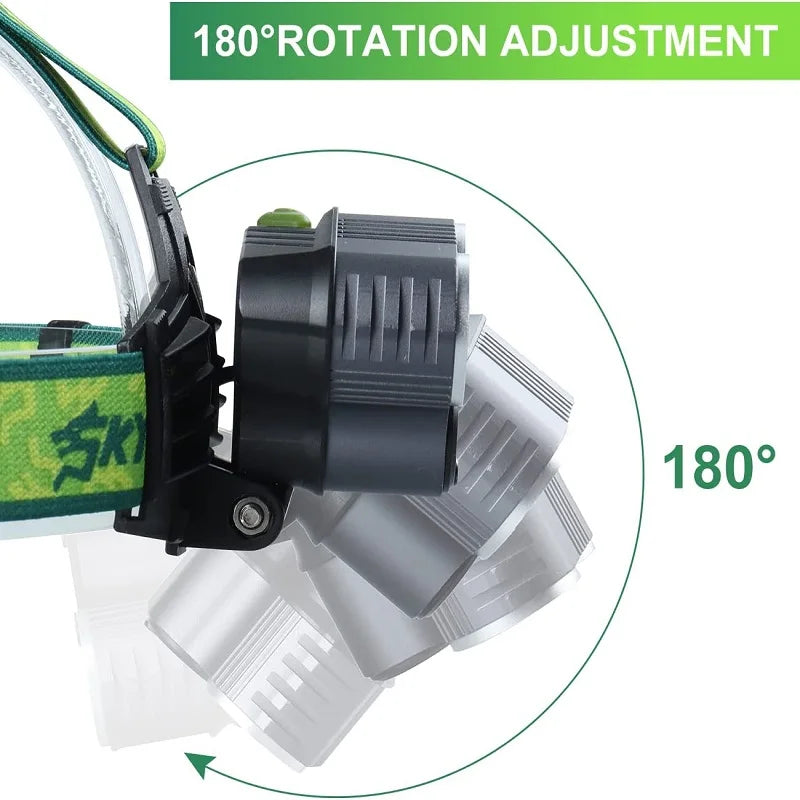 Waterproof 5X LED Super Bright LED USB Rechargeable Headlamp