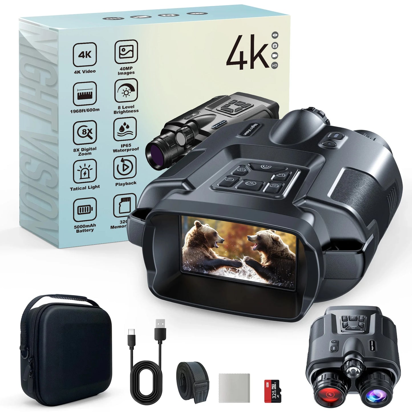 Night Vision Binoculars 4K Infrared for Hunting & Surveillance