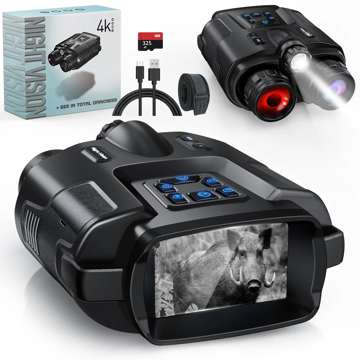 Night Vision Binoculars 4K Infrared for Hunting & Surveillance