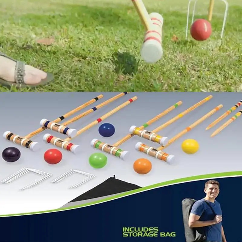 Croquet Outdoor Lawn Games With Balls And Carrying Bag