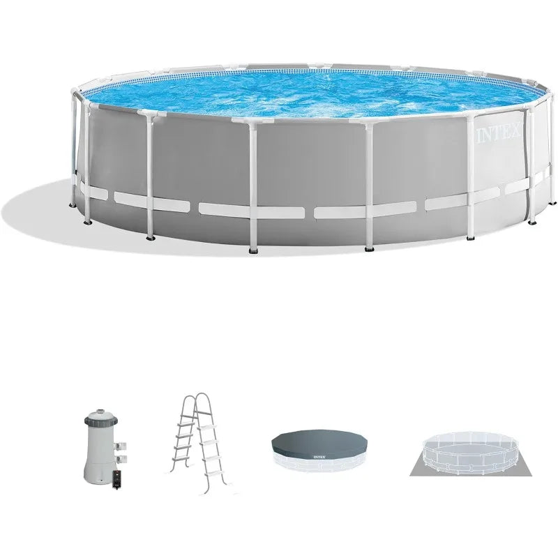 Premium Above Ground Swimming Pool 15ft x 48in – Includes 1000 GPH Cartridge, Filter, Pump