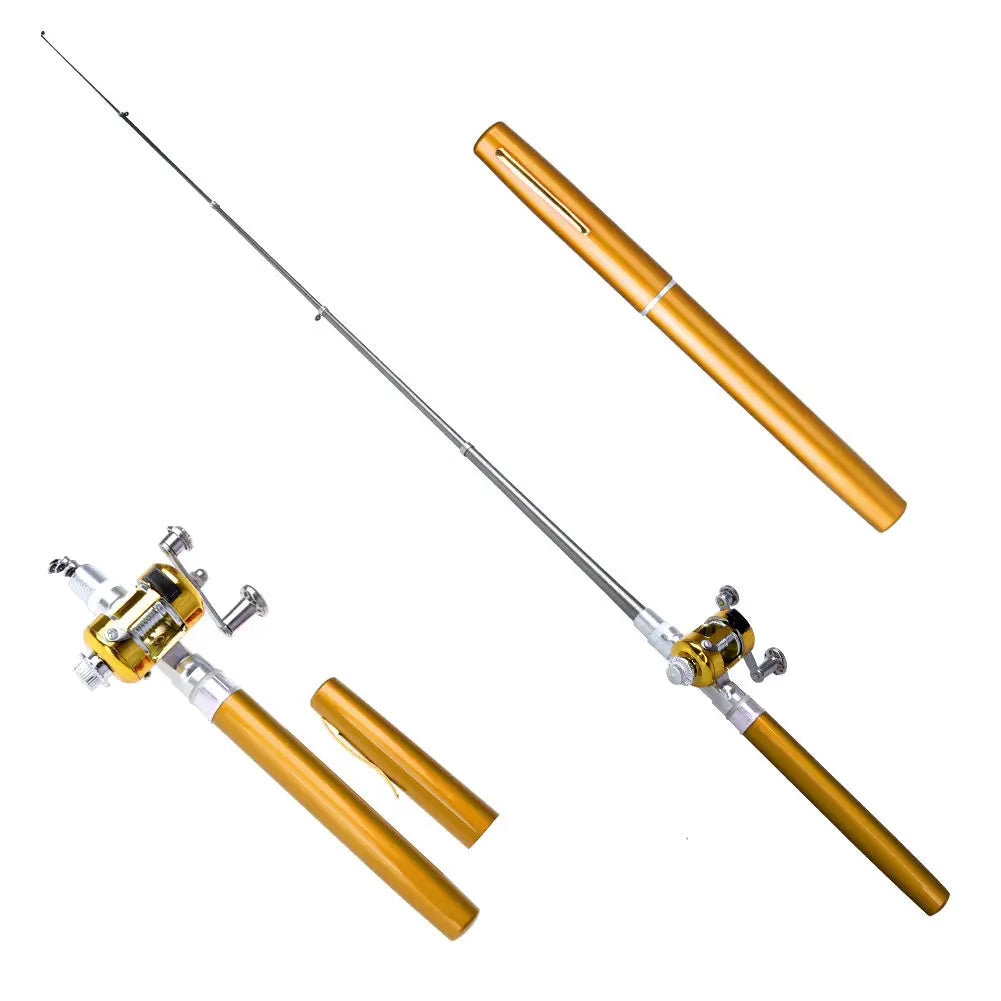 Aluminum Alloy Mini Portable Pen Pocket Fishing Rod, Reel