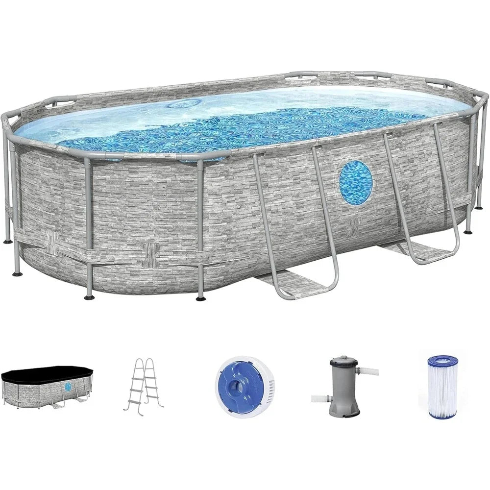 Large 14' x 8' 2" x 39.5" Above Ground Outdoor Swimming Pool includes Pool Cover