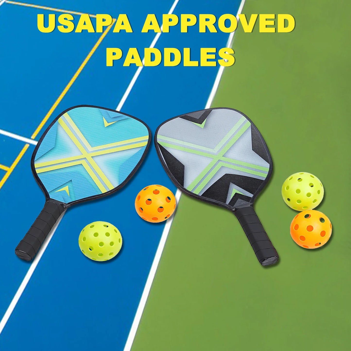 Pickleball Set, 4 Premium Wood Rackets 4 Balls 4 Cooling Towels