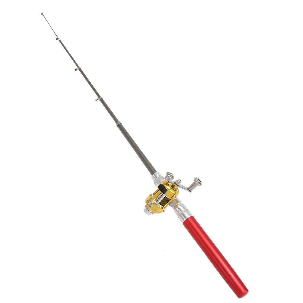 Aluminum Alloy Mini Portable Pen Pocket Fishing Rod, Reel