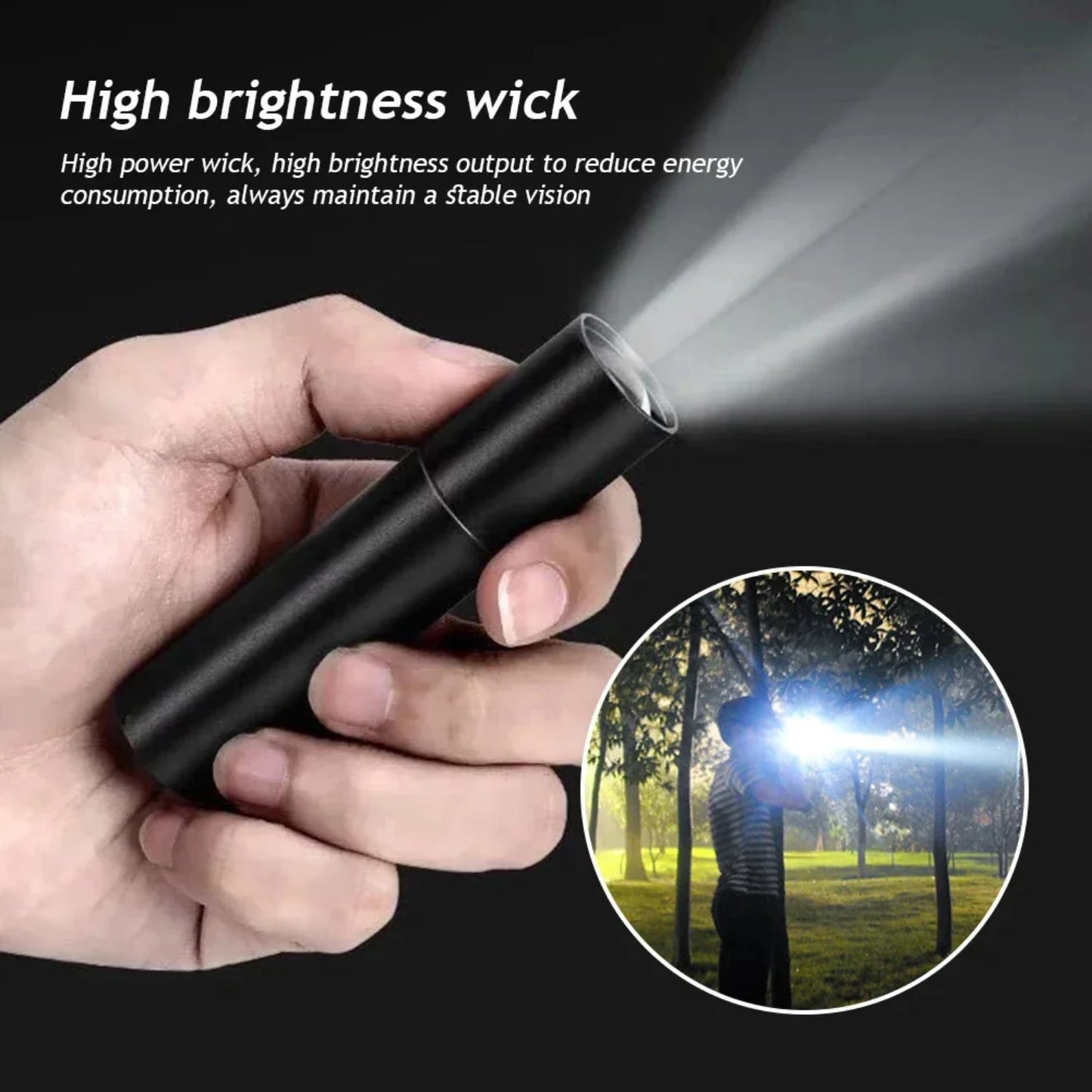 Mini Telescopic Zoom USB Rechargeable Waterproof Flashlight