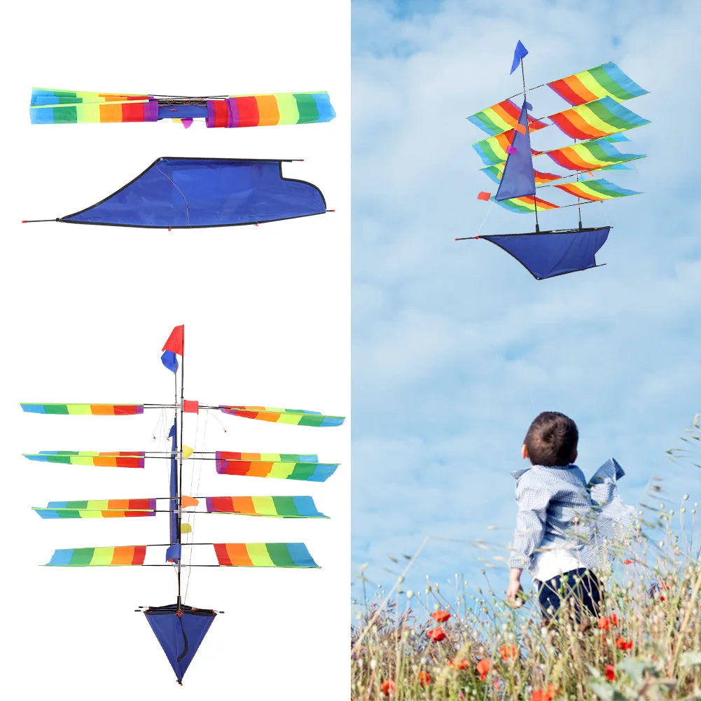 3D Huge Rainbow Sailboat Flying Kite