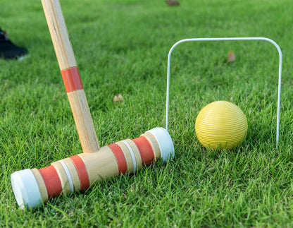 Croquet Set with Wooden Mallets, Colored Balls, and Carry Bag