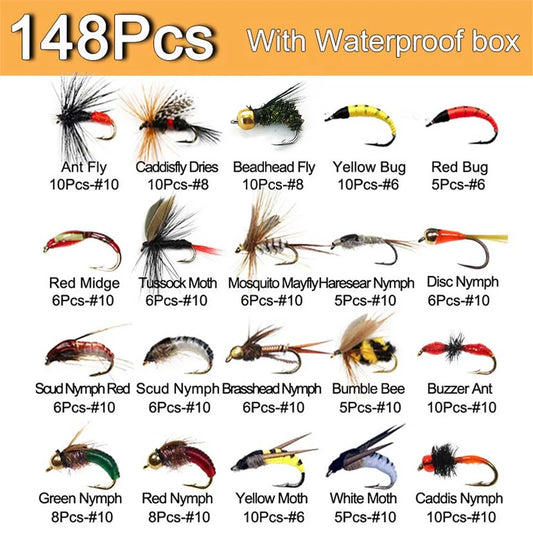 40-148Pieces/Box Trout Fly Fishing, Dry Wet Flies