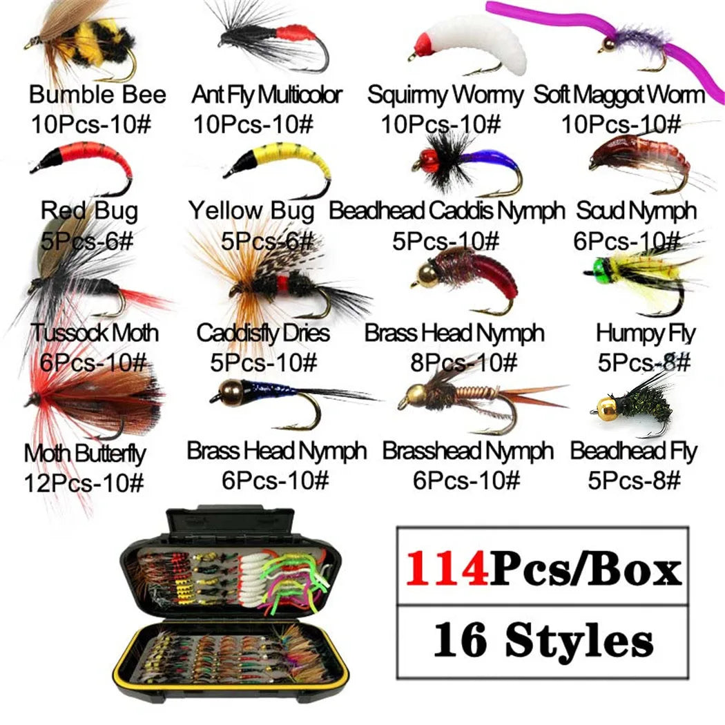 40-148Pieces/Box Trout Fly Fishing, Dry Wet Flies