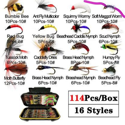 40-148Pieces/Box Trout Fly Fishing, Dry Wet Flies