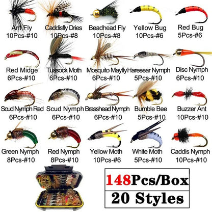 40-148Pieces/Box Trout Fly Fishing, Dry Wet Flies