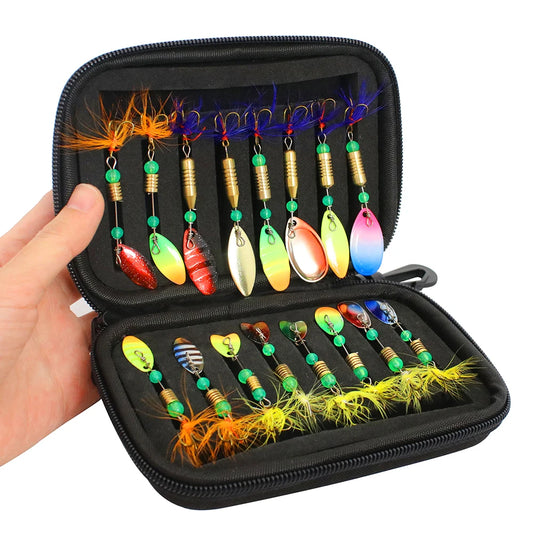 16pcs Metal Spoon Spinner Fishing Lures  with Storage Bag Case
