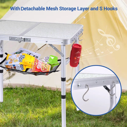 Folding Table with Mesh Layer - Compact & Portable