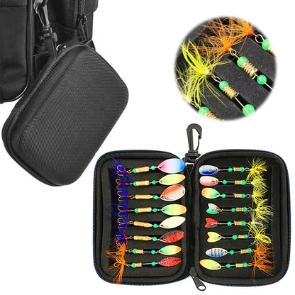 16pcs Metal Spoon Spinner Fishing Lures  with Storage Bag Case
