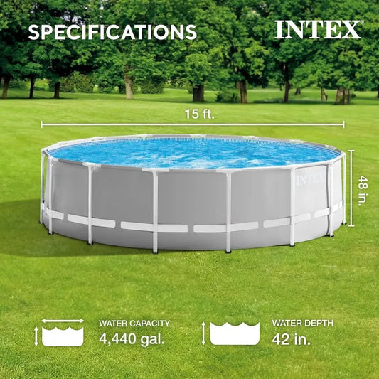 Premium Above Ground Swimming Pool 15ft x 48in – Includes 1000 GPH Cartridge, Filter, Pump