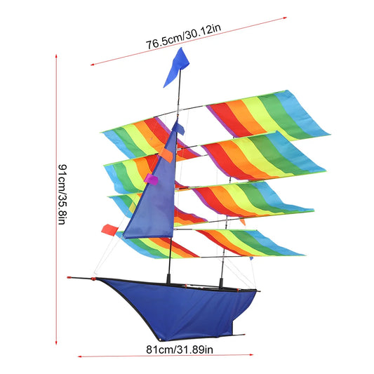 3D Huge Rainbow Sailboat Flying Kite