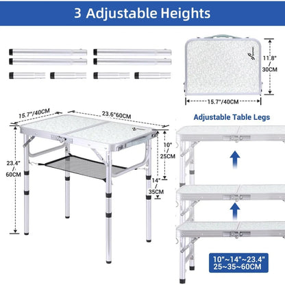 Folding Table with Mesh Layer - Compact & Portable