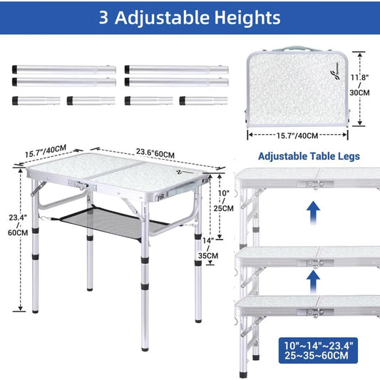 Folding Table with Mesh Layer - Compact & Portable