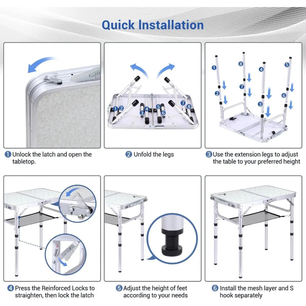Folding Table with Mesh Layer - Compact & Portable