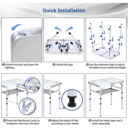 Folding Table with Mesh Layer - Compact & Portable