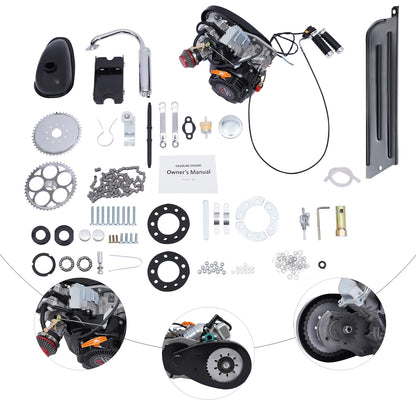 Motorized Bike Engine Kit, Single Cylinder, 4-Stroke Gasoline Engine, Scooter Chain Kit, 100CC