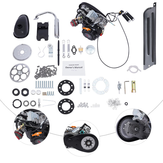 Motorized Bike Engine Kit, Single Cylinder, 4-Stroke Gasoline Engine, Scooter Chain Kit, 100CC
