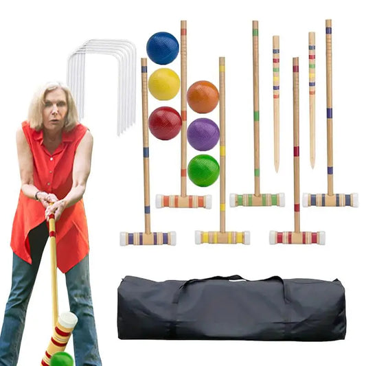 Croquet Outdoor Lawn Games With Balls And Carrying Bag