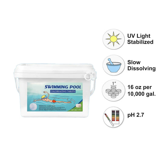 40lb 3 Inch Cleaner Tablets, Cleaning and Disinfecting Pools, Spas, Slow Dissolving