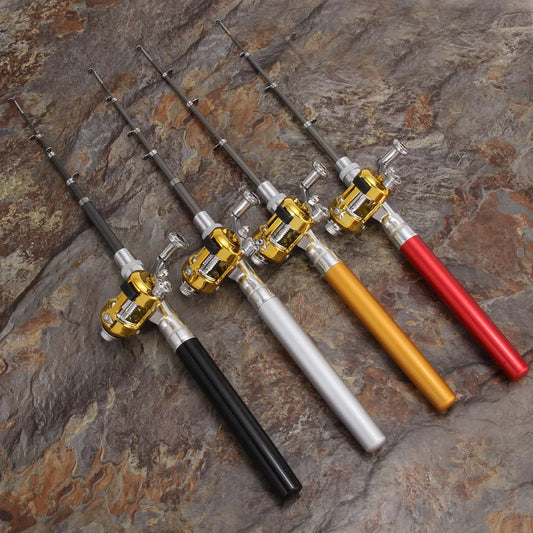 Aluminum Alloy  Mini Portable Pen Pocket Fishing Rod, Reel