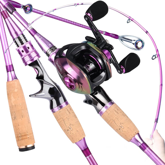 Combo 2.1m Purple Carbon Fiber Baitcasting Rod, Reel