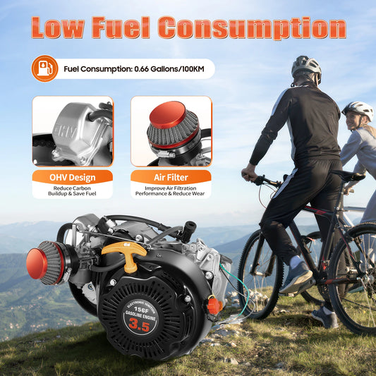 Motorized Bike Engine Kit, Single Cylinder, 4-Stroke Gasoline Engine, Scooter Chain Kit, 100CC