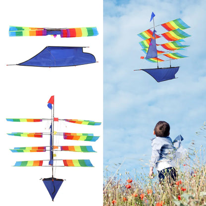 3D Huge Rainbow Sailboat Flying Kite